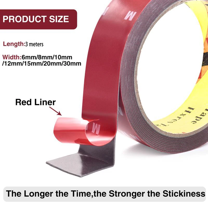 High-Strength Double-Sided Adhesive Tape - Extra Durable, Multi-Purpose, 3m Length