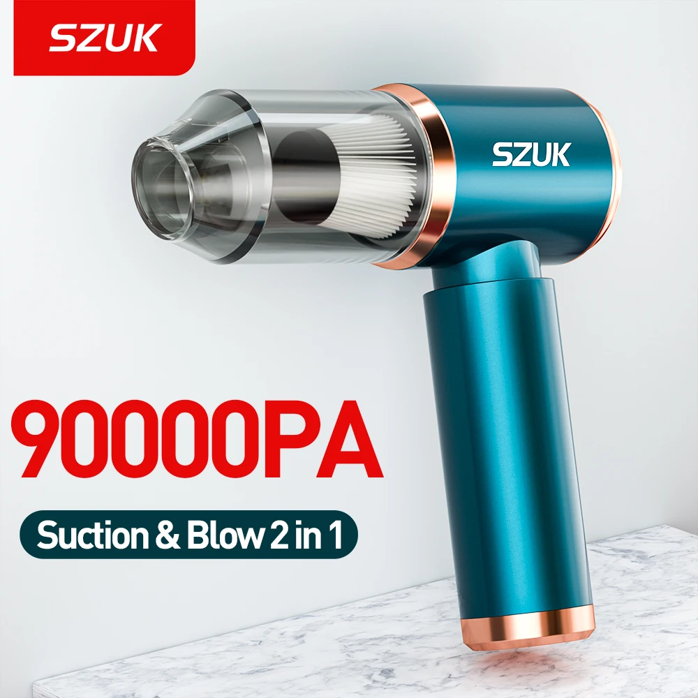 SZUK 자동차 진공 청소기, 강력한 무선 휴대용 청소 기계, 미니 핸드 헬드 블로우, 2 in 1 가전 제품, 90000PA 