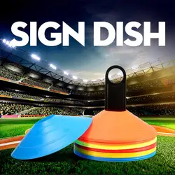 1 Football Flying Saucer Plate Pocket Zip Disks Soccer Obstacle Portable Plastic Training Sign Disc Multi-Color Soft Round Mouth