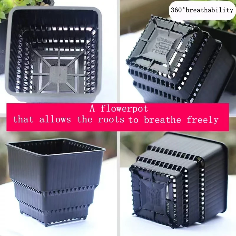 Succulent Planting Kit Breathable Meshpot Succulents Pot Square Flower Pot Nursery Planter Tool Cactus Seedlings Container Plants Box Garden Decor