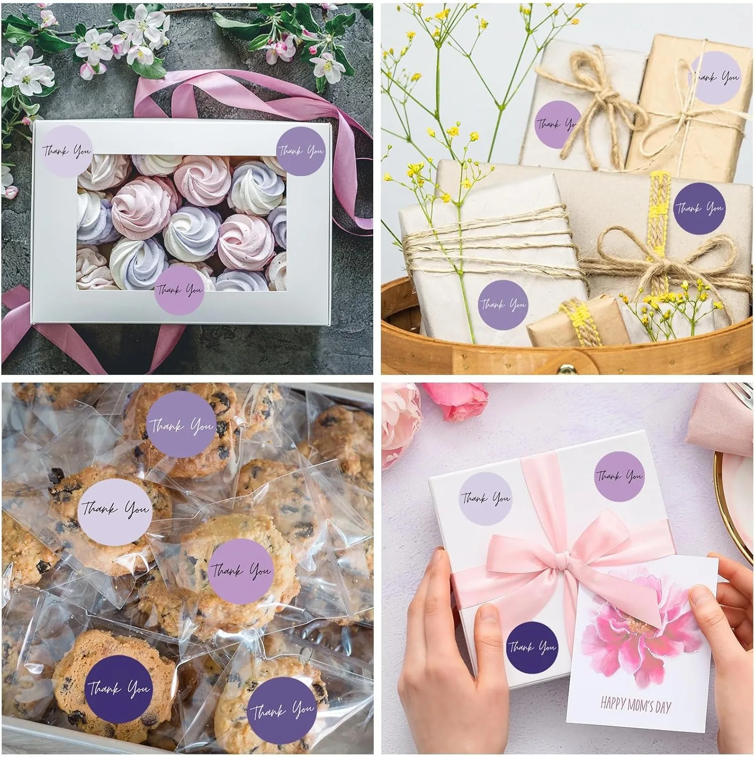 500개 1인치 모란디 감사 스티커, 포장 장 소기업 스티커, 봉투 씰, 선물 포장 및 공예용