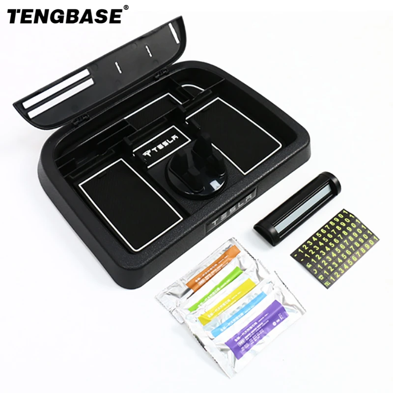 

Car Phone Holder For Tesla Model 3 Y Phone Number Plate phone Holder Storage Bag For Tesla Model 3/Y 4 IN 1 Car Accessories
