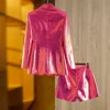 Brand New Unique Party Style Bling Sequins Cloth Suit Single Button Blazer Shorts Fushcia Color Lady 2PCs 2