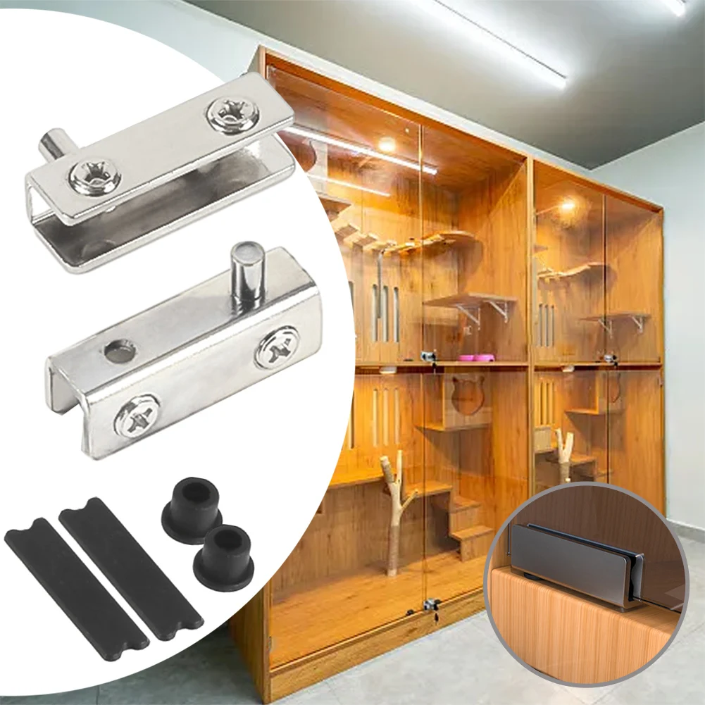 

Premium Stainless Steel Glass With Rubber Sleeve Rust-Proof No Drilling Black Pivot Door Hinge Suitable For Glass Doors