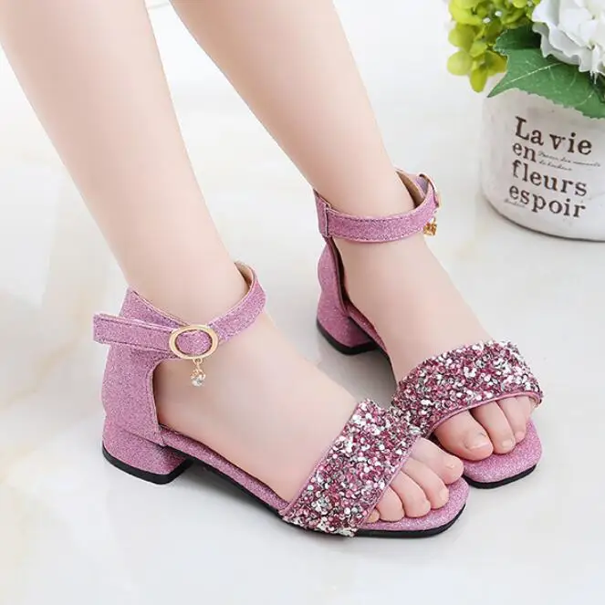 

Children Princess Sandals Kids Girls Wedding Shoes Flat Heels Dress Leather Shoes Bowtie Gold Pink Sandals Shoes for Girls