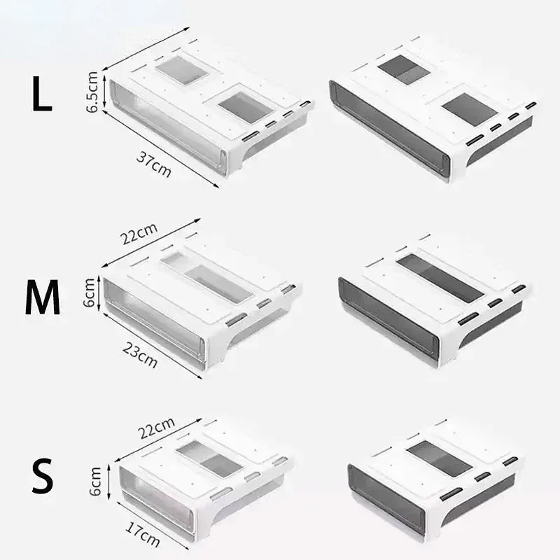 Under Desk Hidden Drawer Box Plastic Kitchen Storage Holder Desk Organizer Memo Pen Stationery Storage Box Case Storage Drawers