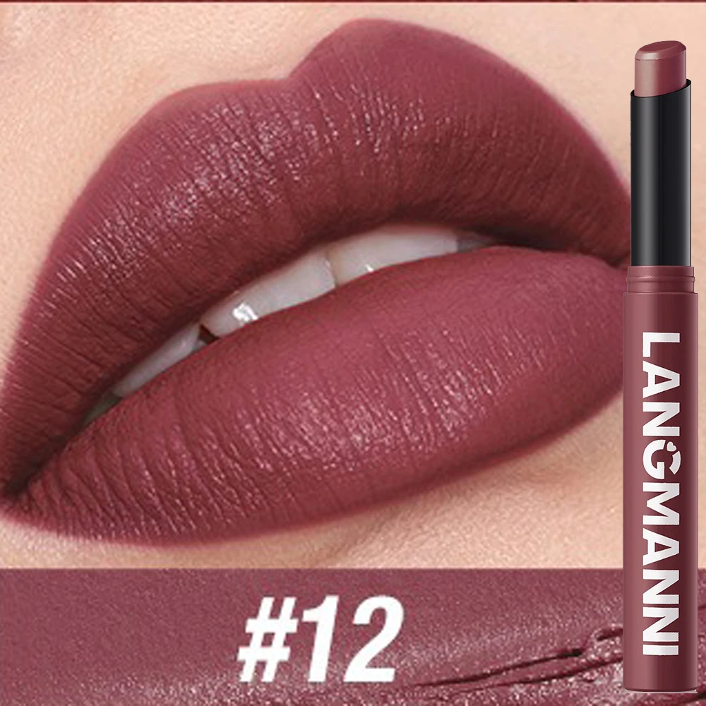 thumbnail image 1 of 12 Color Matte Lipstick Pencil Waterproof Long Lasting Non-Stick Cup Lip Stain Tint Cosmetic Nude Lipstick Pen Makeup Maquillage, 1 of 5