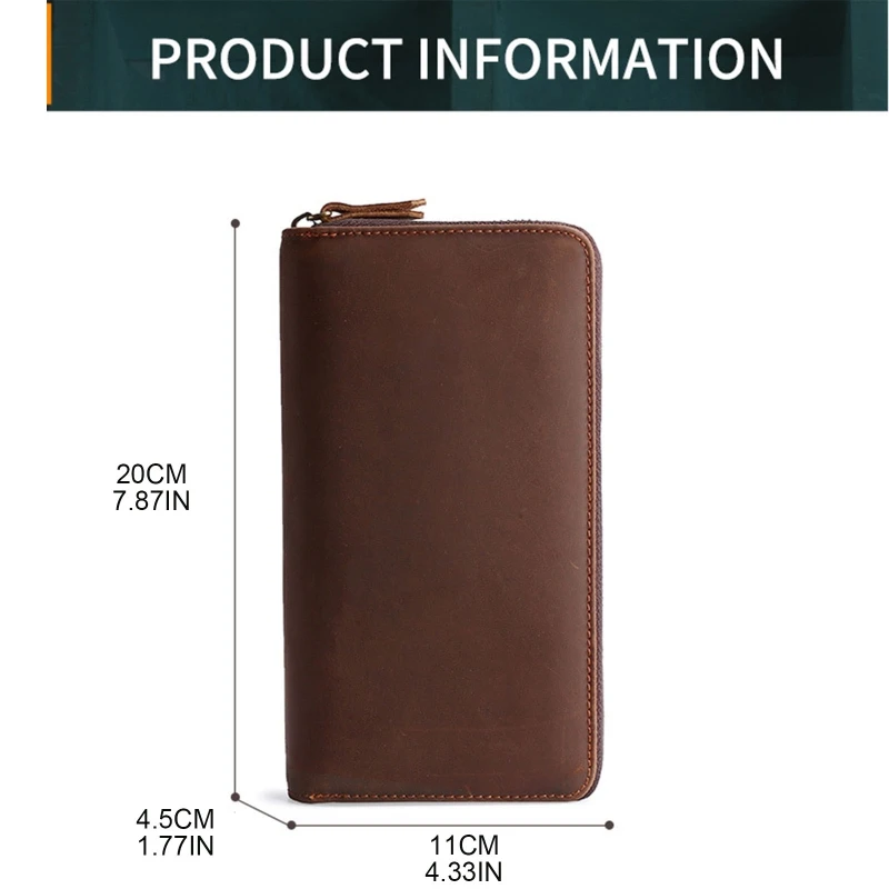 Durable Mens Clutch Bag Waterproof Wallet Portable Retro Purse Large Capacity E74B