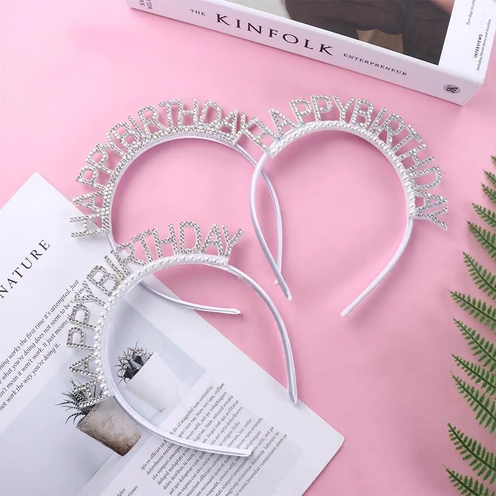 Exquisite Alloy Queen Birthday Decoration Letter Birthday Hair Hoop Female Jewelry Happy Birthday Headband Rhinestone Crown