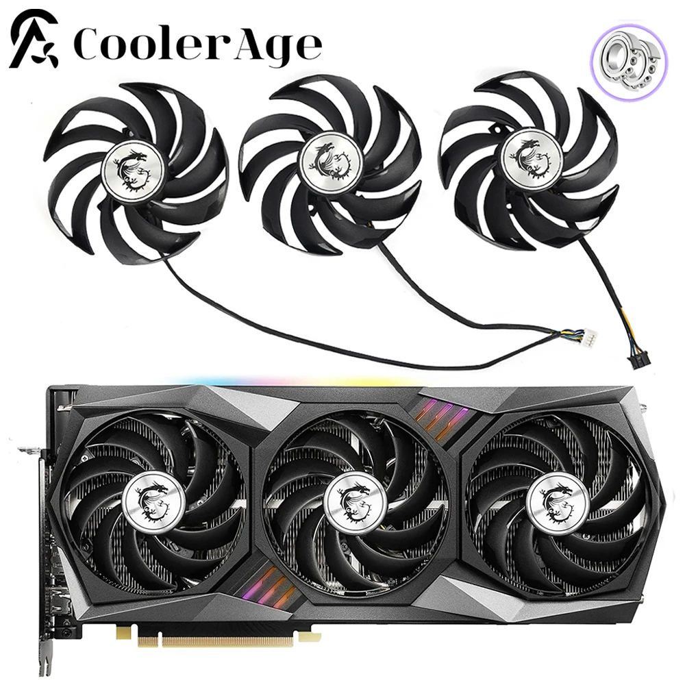Ventola Grafica Di Raffreddamento Muslimex Da 90Mm Per Schede Grafiche Msi Geforce Rtx 3060 3070 3080 3090 3060Ti 3070Ti Gaming X Trio