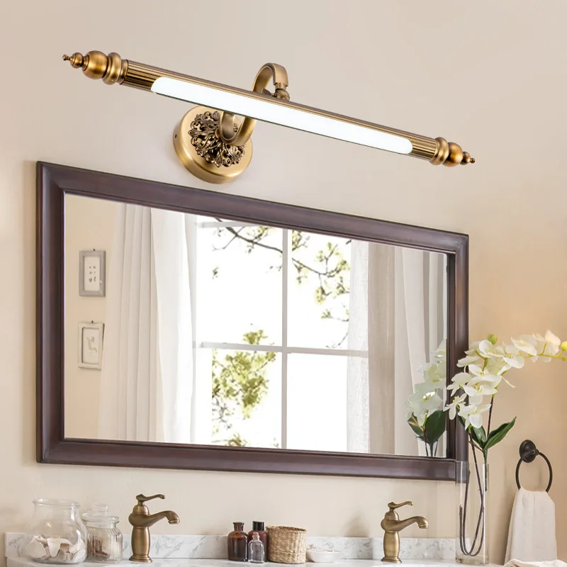 Retro Copper Bathroom Led Wall Lights Modern Simple European Mirror Front Lamp Bedroom Dressing Home Indoor Decor Lighting Lamps