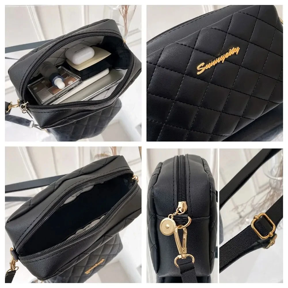 Women Messenger Bag Small Trend Lingge Embroidery Camera Female Shoulder Bags Fashion Chain Ladies Crossbody Purse