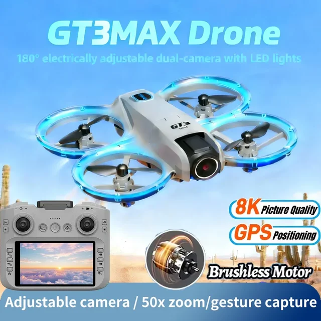 Gt3 Drone 8k HD FPV Aerial Photography Large Screen Optical Flow Positioning Brushless Intelligent Obstacle Avoidance Toys Gifts