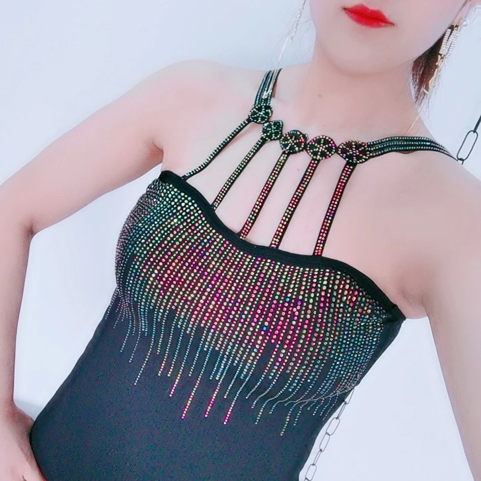 

Lady Dance Club Camis Women's Gemstomes Camis Tansks Bling Rhinestones Women's Padded Camisole Sexy Shiny Gemstones Camis