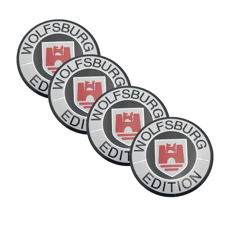 Juego de pegatinas de aluminio con logotipo de ediciรณn wolfburg para ruedas de coche, tapa central, estilo de coche, emblema, insignia, calcomanรญa,