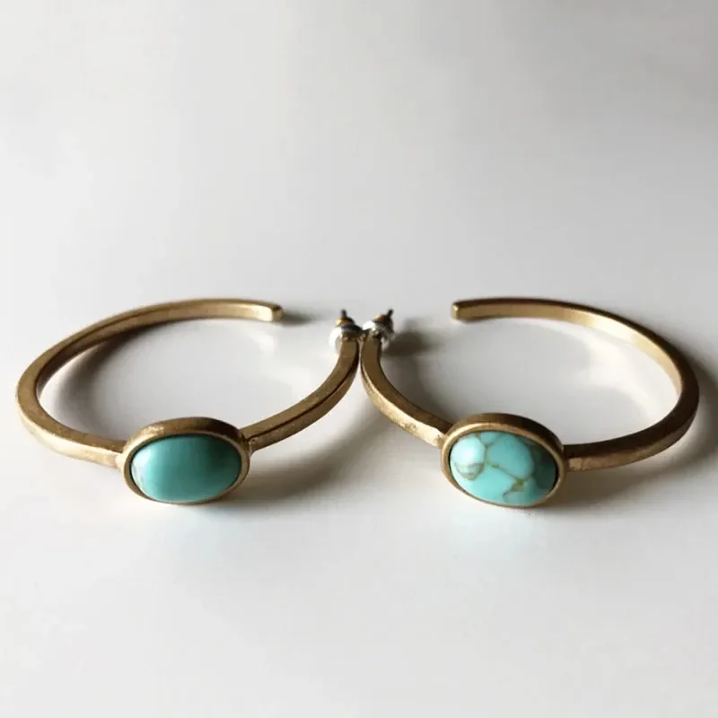 

Vintage Oval Green Stone Earrings for Women Gold Color Dangle Hook Earrings Jewelry Gift