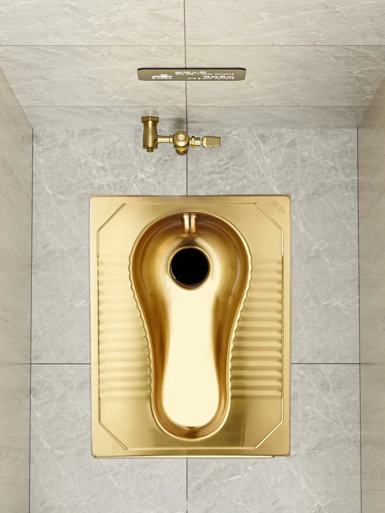 Golden squatting toilet bar KTV European style squatting pit toilet flush tank set High-end household