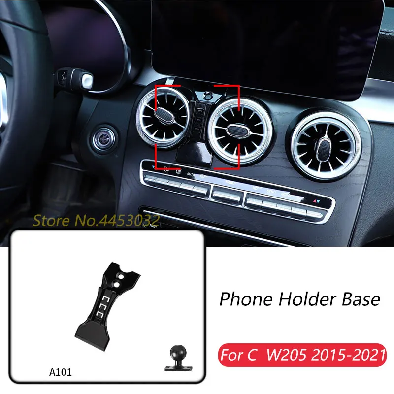 

Car Phone Holder Base Special Mounts For Mercedes Benz C W205 2015-2021 Fixed Air Outlet Bracket Accessories With Ball Head 17mm