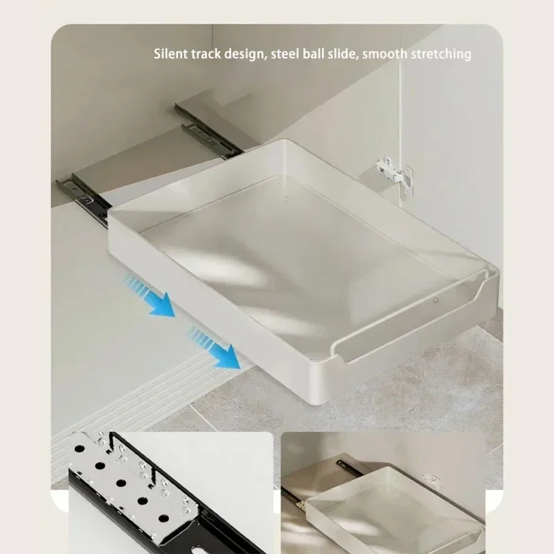 Kitchen Storage Rack with Slide Rails Pull-out Drawer Type Storage Tray Spice Box Rack Cabinets Organizer