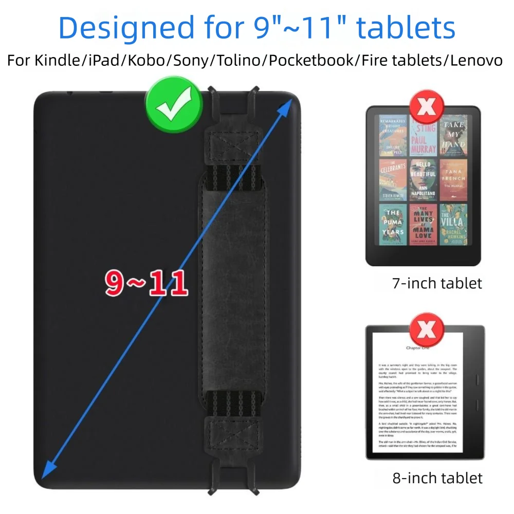 Leather Tablet Hand Strap Anti Drop Anti-Slip EReader Holder Security Universal for Kindle/iPad/Kobo/Sony/Pocketbook/Lenovo