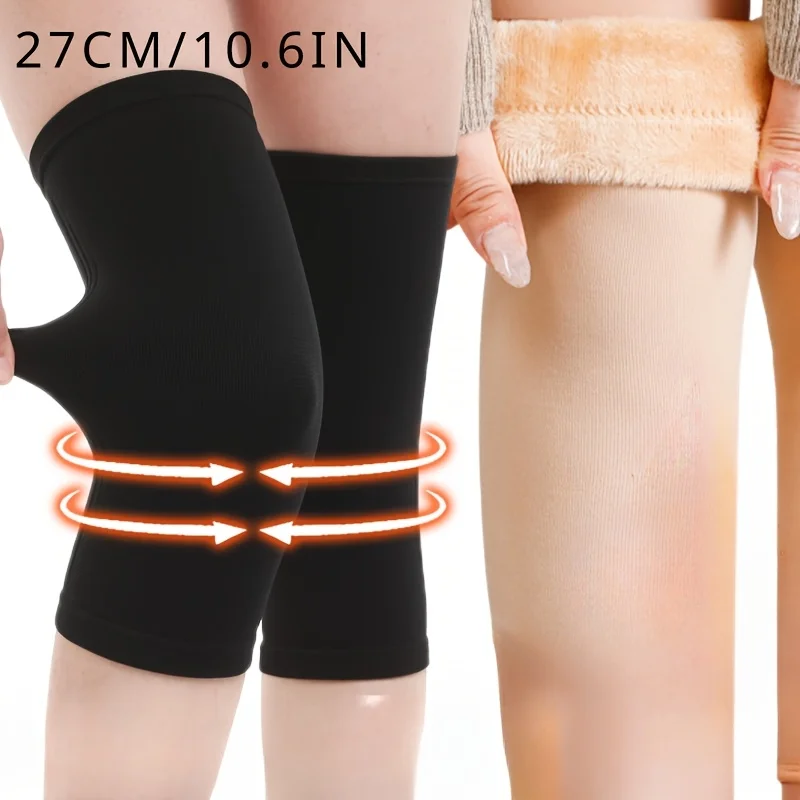 1pair Winter Warm Leg Covers Thicken Plush Lined Joint Protection Leg Warmers Women Anti-cold Arthritis Pain Release Knee Socks