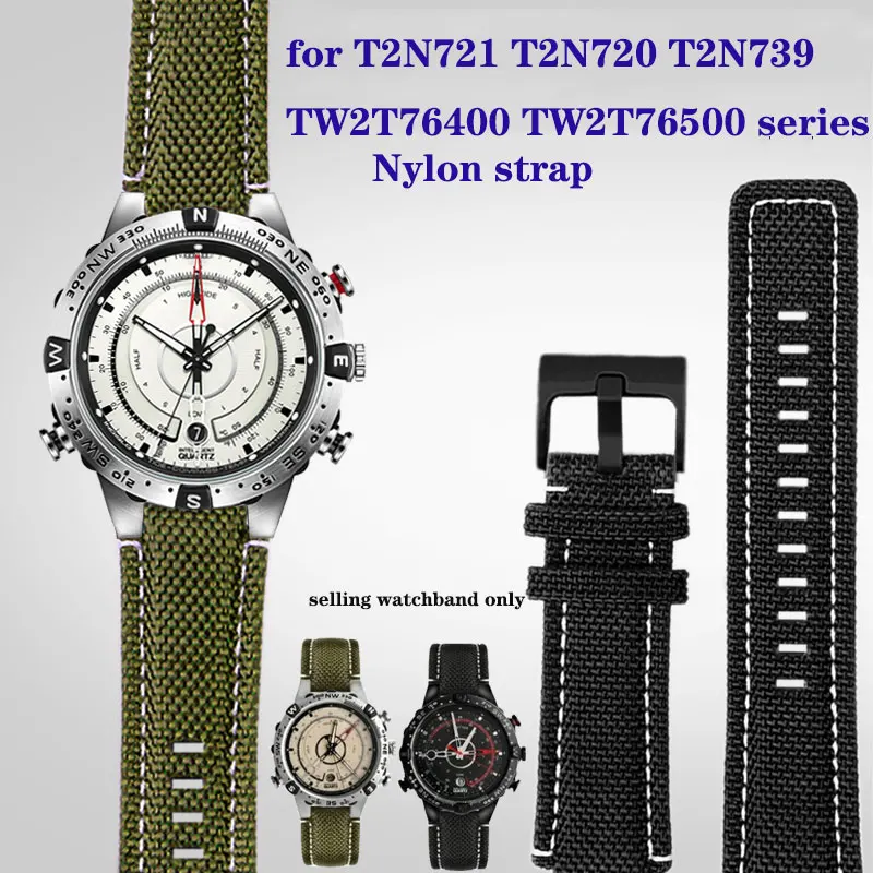 

Нейлоновый кожаный ремешок для часов TIMEX T2N720/721 TW2T76500/76300 series, спортивный нейлоновый ремешок для часов с рельефным отверстием 24-16 мм