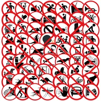 62pcs Funny Warning Stickers Danger Banning Sign Viny DIY Decal Car Scooter Motorcycle Suitcase Violation Sticker Classic Toy 1