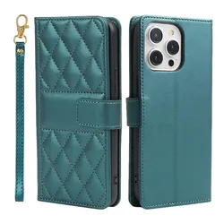 Elegant Magnetic Leather Flip Wallet Case with Card Slot Holder - iPhone 13 (Green)