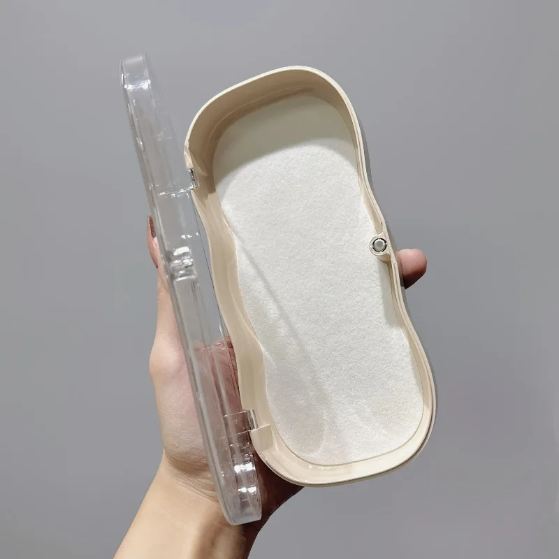 1-teiliges magnetisches Brillenetui mit herzförmigem Schleifen-Design – transparente tragbare Aufbewahrungsbox für Männer und Frauen – ideales Geschenk, süße Brillen – Detail 2