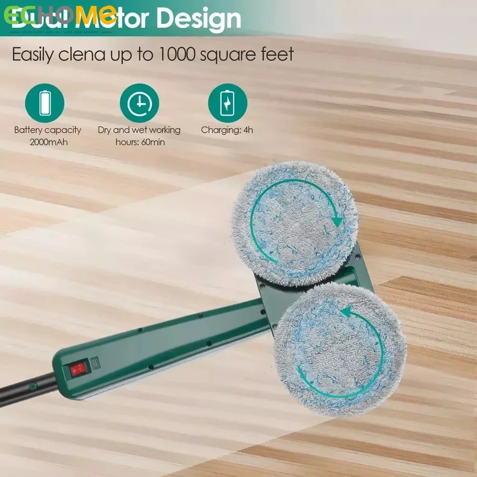 ECHOME Wireless Electric Floor Mop Sprayer Handheld Cordless Mop Household Water Spray Wet and Dry USB Rechargeable Rotating Mop