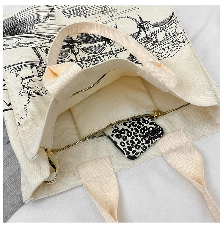 Women Canvas Shoulder Bag Rome Italy Print Shopping Bags Students Books Bags Female Cloth Handbags Thick Cotton Tote For Shopper