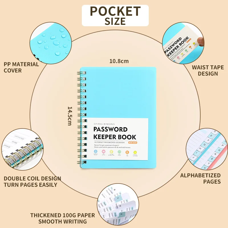 Password Storage Book A6 Password Keeper Book Internet Login Notebook with Alphabetical Tabs for Password Management Software License Organizer