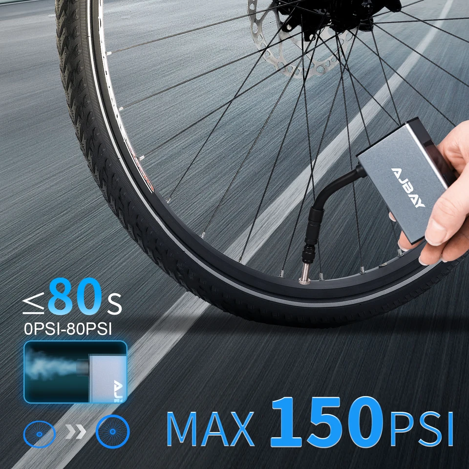 Pompe à vélo électrique Mini pompe à vélo portable 100 psi avec manomètre numérique Pompe à vélo électrique Mini pompe à vélo portable 100 psi avec manomètre numérique