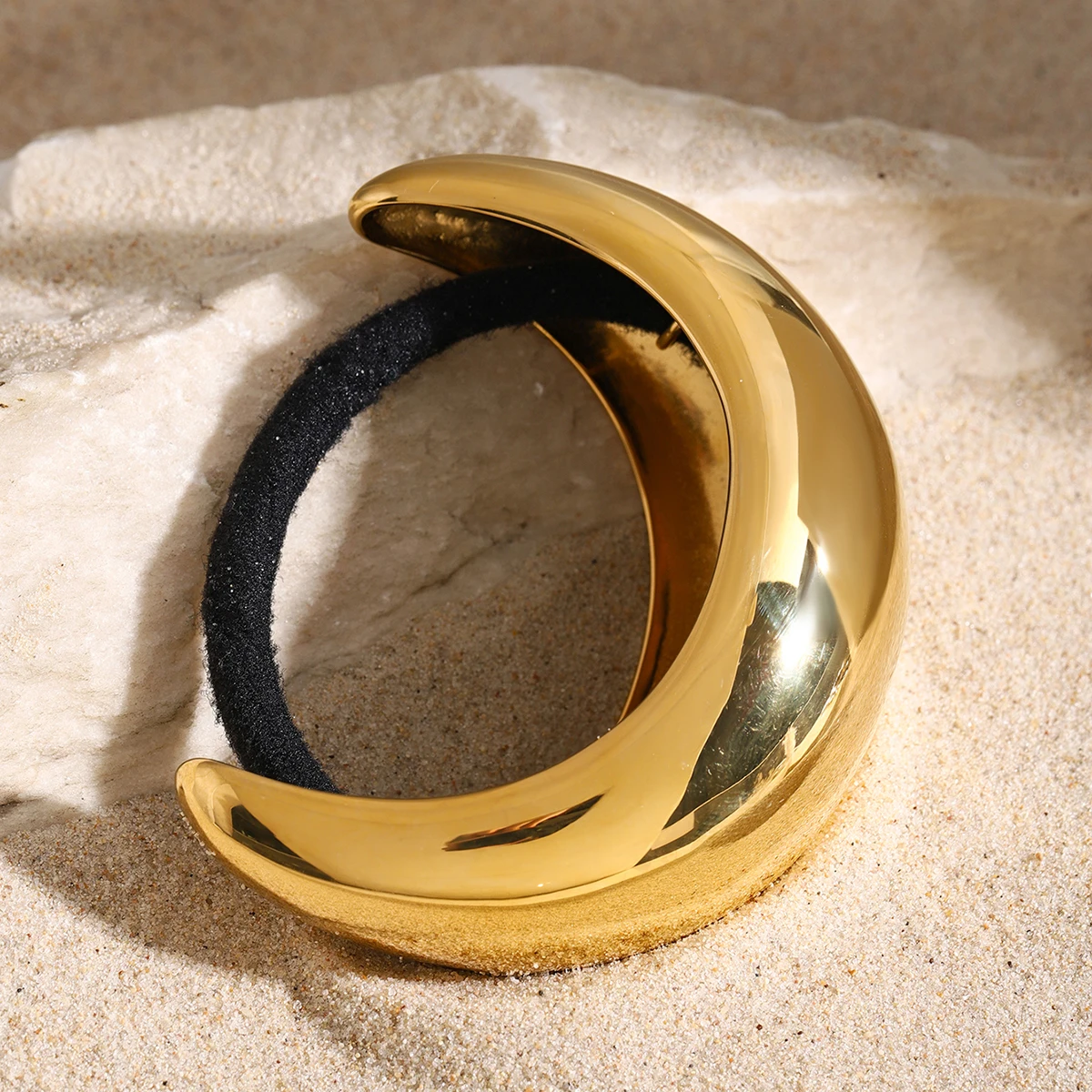 Hair Accessories Metal Hair Ties JewelryPoster 6.8cm*3.2cm Simple Rubber Band Stainless Steel Waterproof For Women