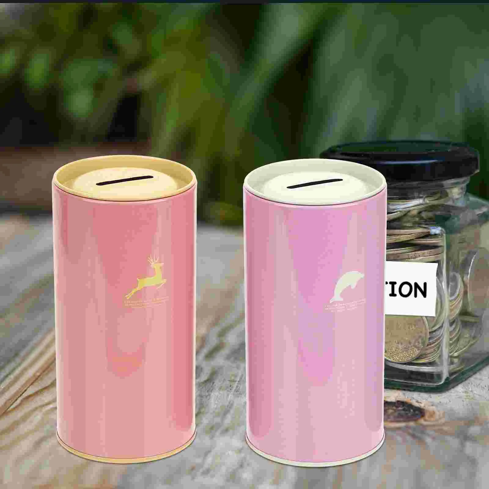3 Pcs Round Piggy Bank Girls Tinplate for Aldult Coin Home Supplies Boys Child Kids 2