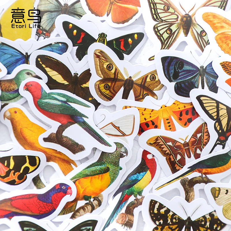 

56box Retro Cute Bird Stickers Children DIY Scrapbooking Diary Album Crafts Decorative Stickers Package Adhesive Label
