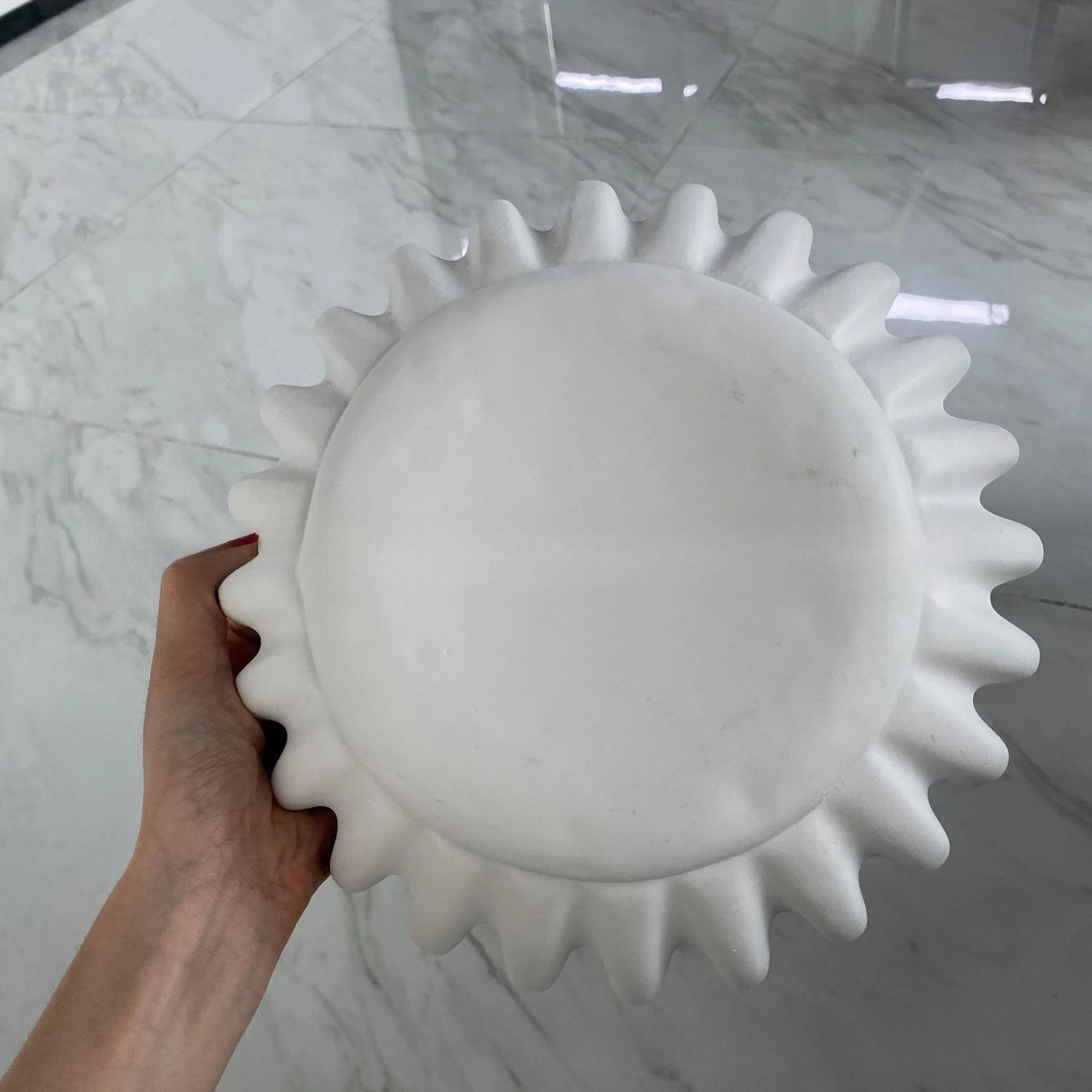 Cuenco Decorativo De Resina Blanca - Con Bordes De Hoja De Loto, 15x15x5 Cm, Para Mesa De Centro O Estantería