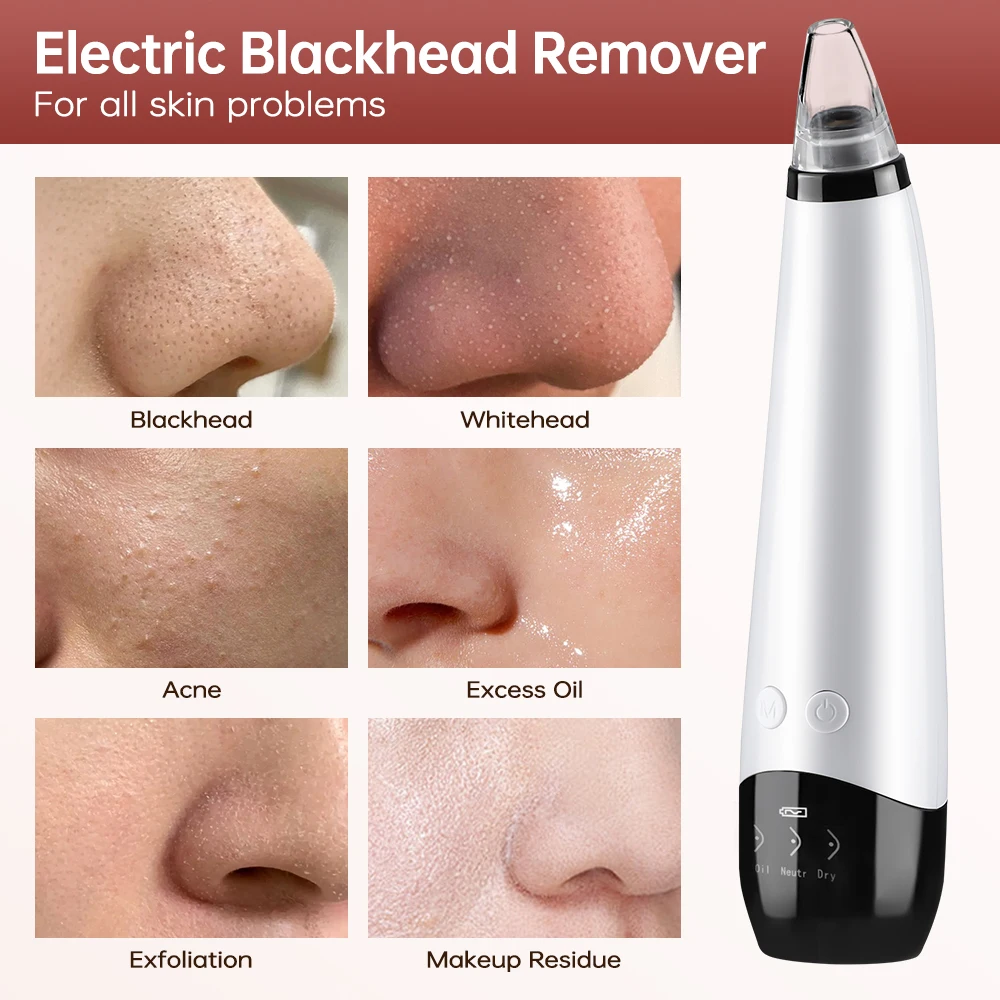 Electric Blackhead Remover Vacuum Suction Cleaner for Face & Nose with 3 Modes Pore Cleansing Tool Beauty Care Tool