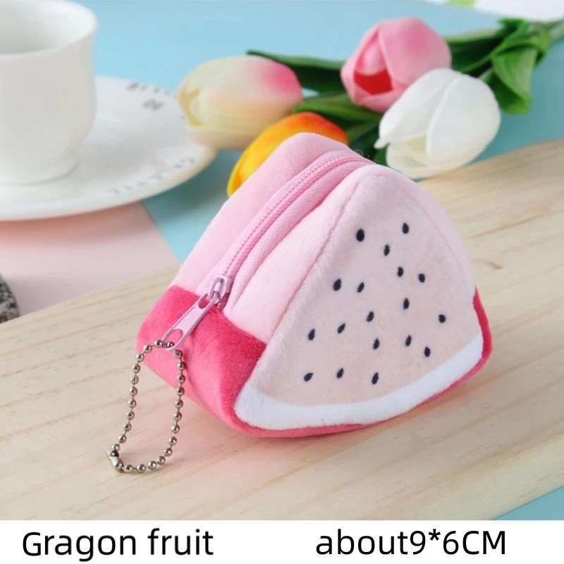 Plush Coin Purse Cartoon Fruit 10cm Triangle Coin Wallet Storage Bag Pendant Children's Gifts