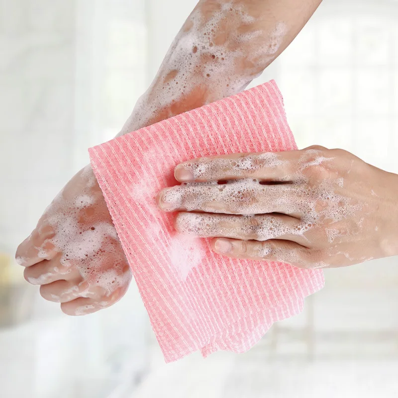 Exfoliating Nylon Bath Shower Body Cleaning Washing Scrubbing Towel Scrubbers Nylon Sponge Bath Accessories Rich Bubbles 3