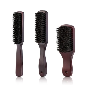 Spazzola per capelli Manico in legno Setola di cinghiale Pettine per barba Styling Districante Raddrizzare Setole di cinghiale marrone Pettine da massaggio