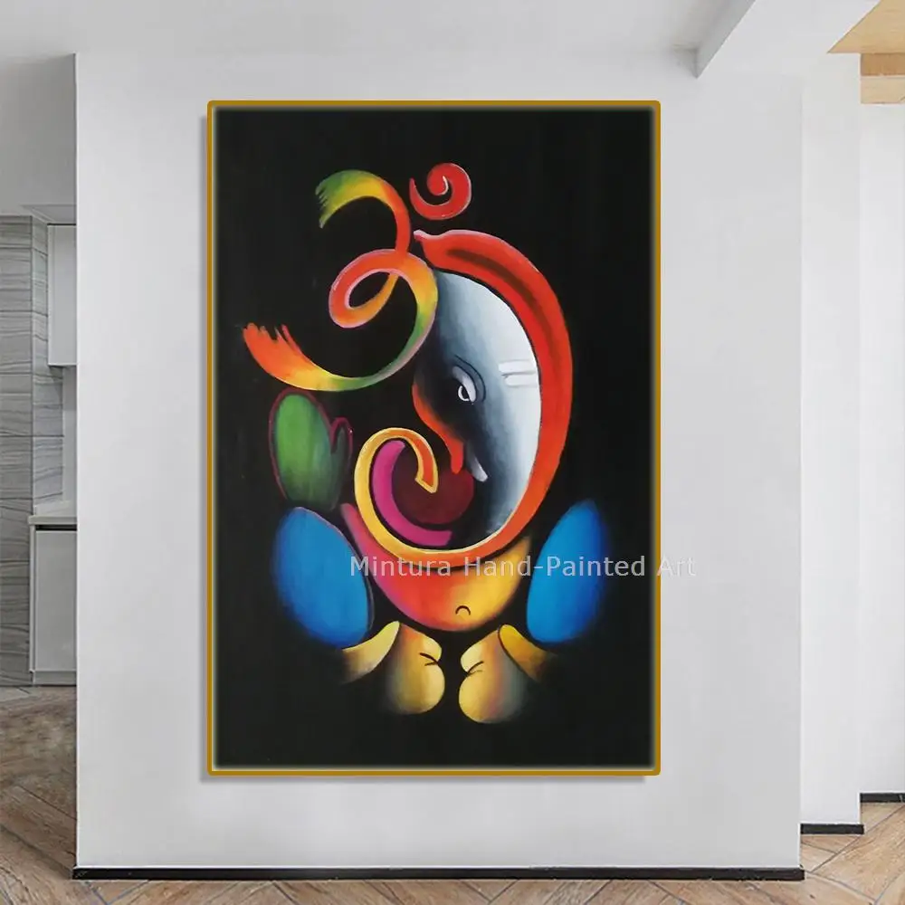 

Mintura, художественная живопись, современный красочный Благоприятный Слон, Счастливый мультфильм, масляная живопись на холсте, настенное искусство, картина, домашний декор