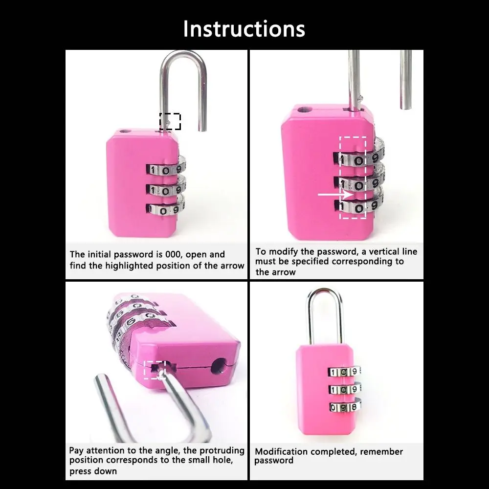 Zinc Alloy 3 Digit Password Lock for School Gym Home