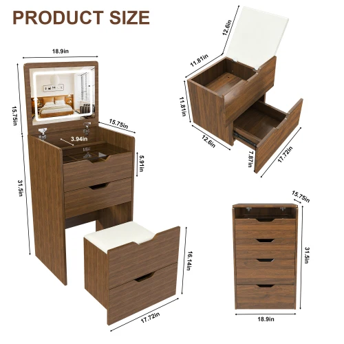 3-in-1 Lighted Vanity Desk 4