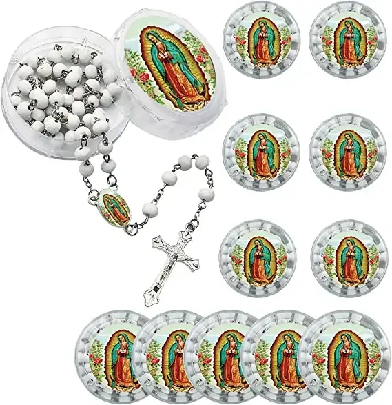 12-Piece Virgen de Guadalupe Scented Rosary Necklaces 2