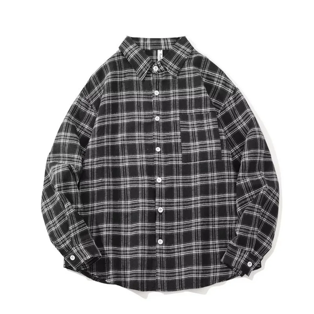 

Simple and versatile plaid youth popular new autumn long-sleeved men's shirt