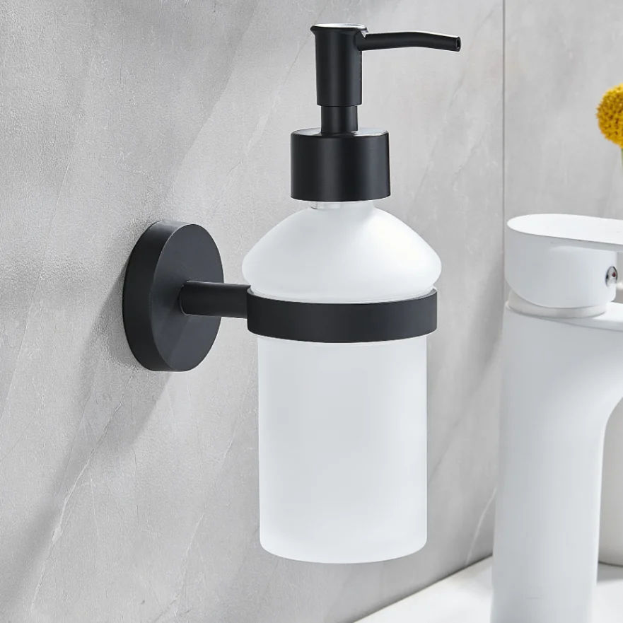 Hand press soap bottle Hotel wall mounted hand sanitizer Black soap box glass dispenser 250ml