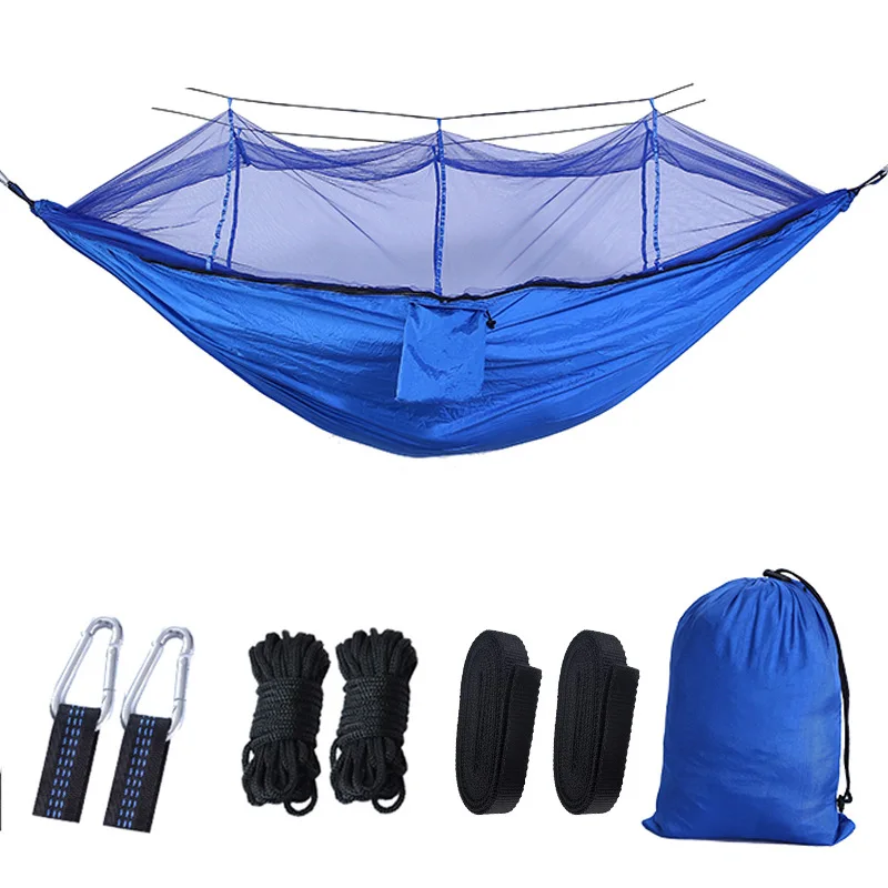 picnic table 1-2 Person Camping Garden Hammock With Mosquito Net Outdoor Furniture Bed Strength Parachute Fabric Sleep Swing Portable Hanging Camping Table Foldable Outdoor 