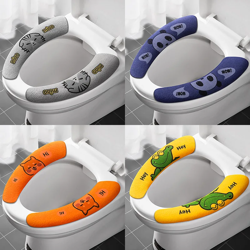 

2Pc/set Reusable Warm Flannel Toilet Sticker Toilet Seat Covers Washable Toilet Seat Filling Bathroom Mat Seat Cover Universal