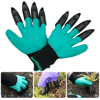 Garden gloves with claw Rubber gloves Garden dig planting waterproof outdoor l work gloves ABS Plastic